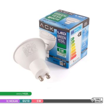 ACK AA24-01555 5 Watt GU10 Duylu Mercekli LED Ampul - SAMSUNG LED (Yeşil Işık)