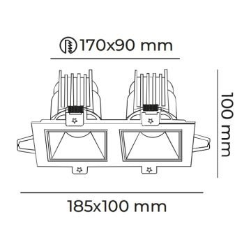MOLLED MOL4162M 2x8 Watt Siyah-Krom Sıva Altı İkili LED Spot (SAMSUNG/OSRAM/PHILIPS LED & EAGLERISE/PHILIPS/LIFUD Driver)