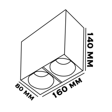 8x16x14 cm Siyah-Bakır Sıva Üstü Spot