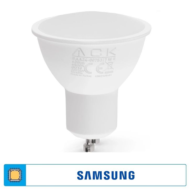 ACK AA24-00753 7 Watt GU10 Duylu LED Ampul - Beyaz Işık (6500K)