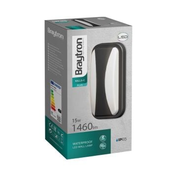 Braytron BG38-00232 15 Watt Siyah Kasa Dış Mekan LED Aplik - Beyaz Işık (6500K)