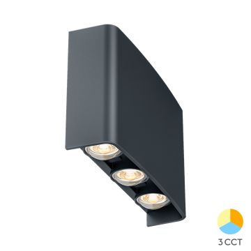 Braytron BG38-03382 6 Watt Gri Kasa Tek Yönlü Dış Mekan LED Aplik - 3 Işık Renkli (Beyaz + Ilık Beyaz + Gün Işığı)