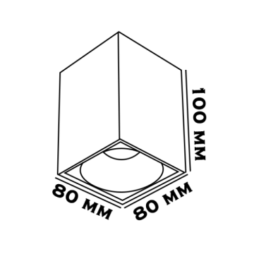 8x8x10 cm Beyaz-Siyah Sıva Üstü Spot