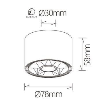 JUPITER LC500 S SK 7 Watt 8x6 cm Siyah-Koyu Krom Sıva Üstü LED Spot - Metal - Gün Işığı (3000K)
