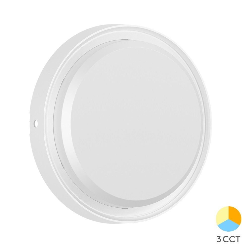Braytron BC18-00680 12 Watt Beyaz Kasa Yuvarlak Dış Mekan LED Aplik - 3 Işık Renkli (Beyaz + Ilık Beyaz + Gün Işığı)