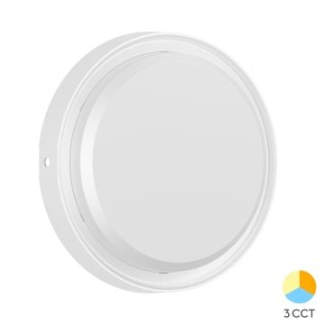 Braytron BC18-00680 12 Watt Beyaz Kasa Yuvarlak Dış Mekan LED Aplik - 3 Işık Renkli (Beyaz + Ilık Beyaz + Gün Işığı)