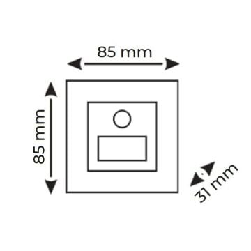 HELIOS HS 6022 3 Watt Siyah Sıva Altı Kare Sensörlü LED Merdiven Armatürü - Metal Gövde