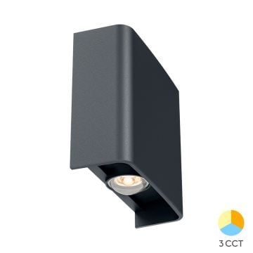 Braytron BG38-03182 2 Watt Gri Kasa Tek Yönlü Dış Mekan LED Aplik - 3 Işık Renkli (Beyaz + Ilık Beyaz + Gün Işığı)