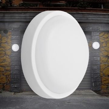 Braytron BC17-01130 12 Watt Beyaz Kasa Yuvarlak Dış Mekan LED Aplik - Beyaz Işık (6500K)