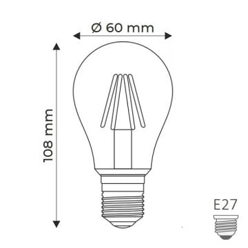 HELIOS HS 2090 8 Watt A60 Şeffaf Rustik Ampul - Gün Işığı (3200K)