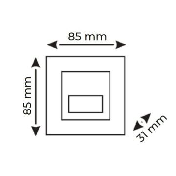 HELIOS HS 6021 3 Watt Beyaz Sıva Altı Kare LED Merdiven Armatürü - Metal Gövde