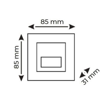 HELIOS HS 6024 2 Watt Siyah Sıva Altı Kare LED Merdiven Armatürü - PC Gövde