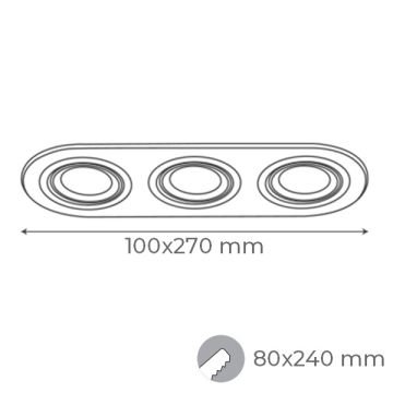 goldX ZE621-BK Siyah-Krom Sıva Altı Üçlü Oval Spot Kasası
