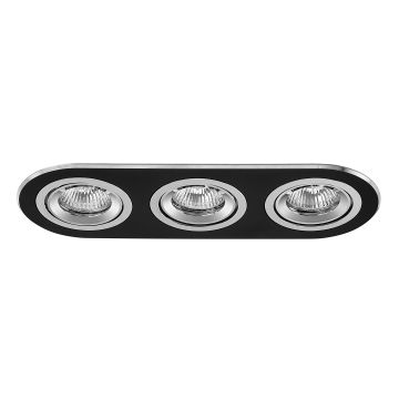 goldX ZE621-BK Siyah-Krom Sıva Altı Üçlü Oval Spot Kasası