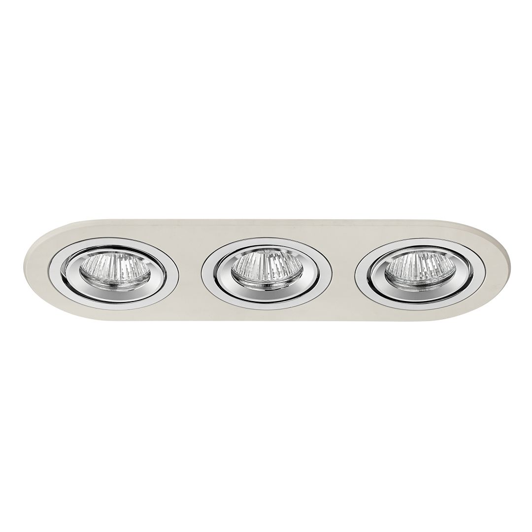 goldX ZE621-WH Beyaz-Krom Sıva Altı Üçlü Oval Spot Kasası
