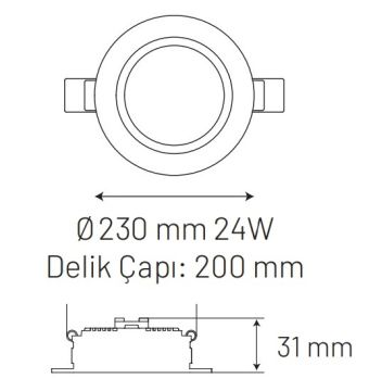 MONO 120-240230-651 24 Watt Sıva Altı Yuvarlak LED Panel - Beyaz Işık (6500K) [CREE LED]