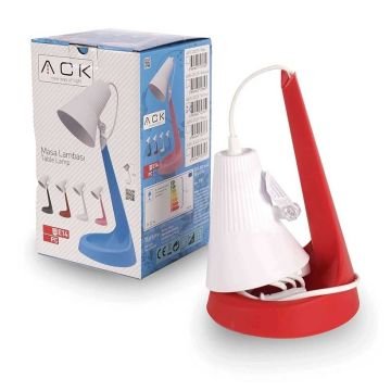 ACK AA90-00229 Kırmızı-Beyaz Masa Lambası (PC Gövde - E14 Duylu)