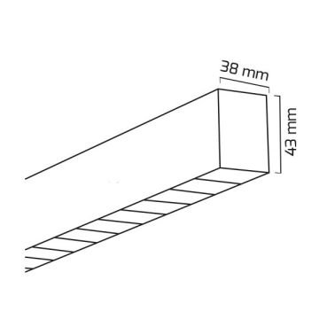 GOYA GY 8044-30 Siyah/Beyaz Kasa 20 Watt 30 cm Sıva Üstü Lensli Lineer Armatür
