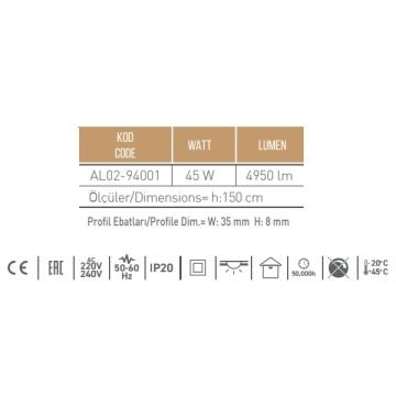CreaLight AL02-94001 45 Watt 150 cm LED Lambader