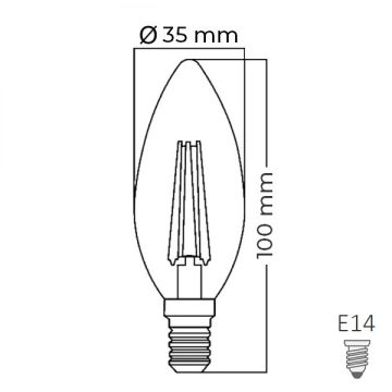 Braytron BA36-00410 4 Watt Şeffaf Camlı LED Rustik Mum Ampul - Gün Işığı (3000K)