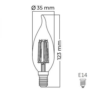 Braytron BA35-00410 4 Watt Şeffaf Camlı LED Rustik Kıvrık Mum Ampul - Gün Işığı (3000K)