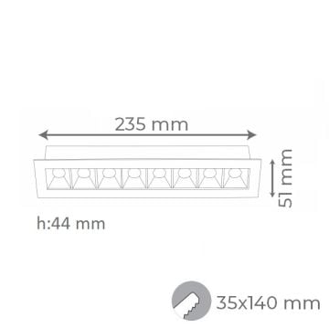 goldX ZE082 Siyah/Beyaz Kasa 21 Watt 30 cm Sıva Üstü Lensli Lineer Armatür (SAMSUNG LED & EAGLERISE Driver)