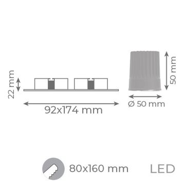 goldX ZE771-BE 2x12 Watt Bakır Eskitme Sıva Altı İkili LED Spot