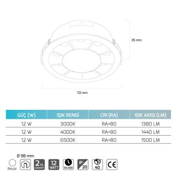 GOYA GY 5102 14 Watt Siyah/Beyaz Gövde Sıva Altı Hareketli LED Spot