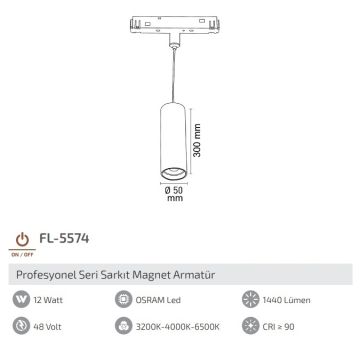 FORLIFE FL-5574 6 Watt 5x30 cm Pro Seri OSRAM LED Magnet Spot