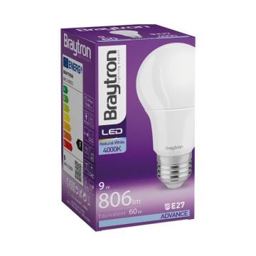 Braytron BA13-00921 9 Watt A60 LED Ampul - Ilık Beyaz (4000K)