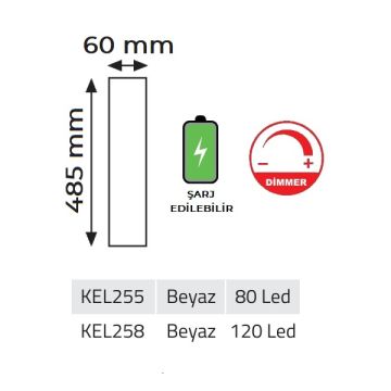 K2 GLOBAL KEL258 120 Ledli Dimli LED Işıldak - Beyaz Işık