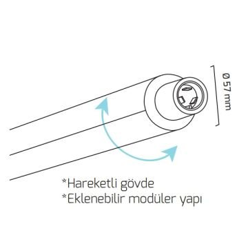 GOYA GY 8060-45 Siyah/Beyaz Kasa 22 Watt 45 cm Hareketli Gövdeli Eklenebilir Silindirik Lineer Sarkıt Armatür