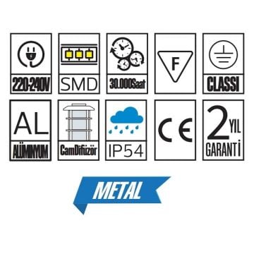 HOROZ 076-005-0006 Zakkum 6 Watt Dış Mekan LED Aplik - Metal Kasa - Ilık Beyaz (4200K)