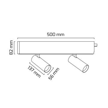 GOYA GY 8058-50 Siyah/Beyaz Kasa 2x14 Watt Eklenebilir İkili Modüler Ray Spot