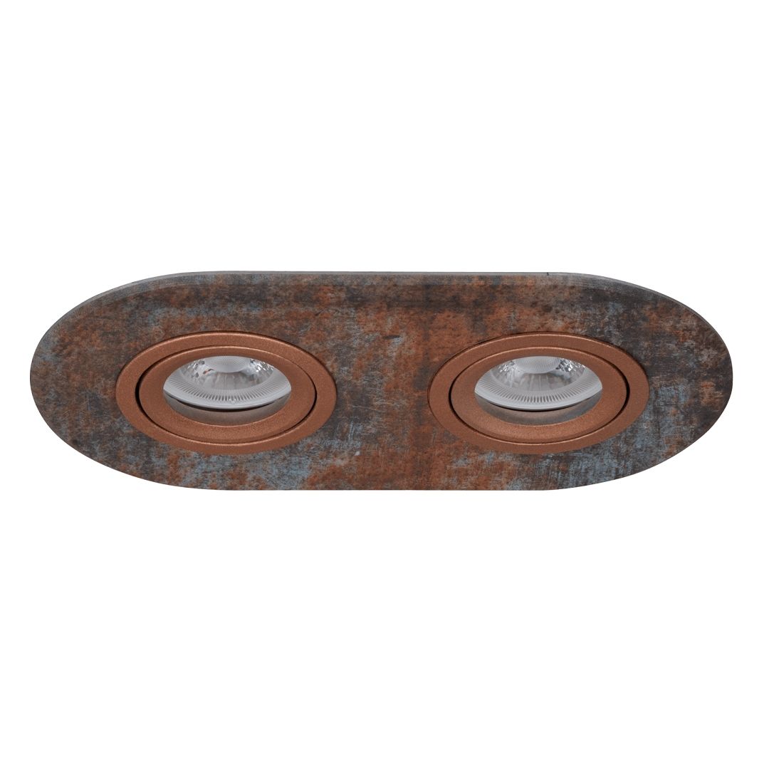 goldX ZE1001-42 Paslı Çelik Desenli Sıva Altı İkili Oval Spot Kasası