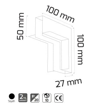 GOYA GY 2016 Sıva Altı Trimless Magnet Ray L Dönüş Aparatı (Duvar)