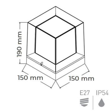 K2 GLOBAL KBA788 Siyah Set Üstü Küp Aplik (ABS Kasa - E27 Duylu)