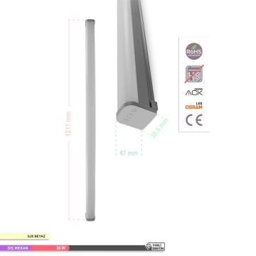 ACK AT03-01210 36 Watt 120 cm Nemliyer LED Etanj Armatür - Ilık Beyaz (4000K) - IP65 [OSRAM LED]