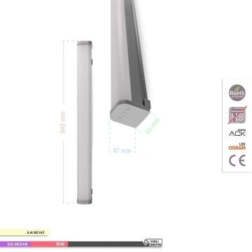ACK AT03-30610 18 Watt 60 cm Acil Aydınlatma Kitli Nemliyer LED Etanj Armatür - Ilık Beyaz (4000K) - IP65 [OSRAM LED]