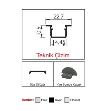 1 Metre Sıva Altı Şerit LED Kasası