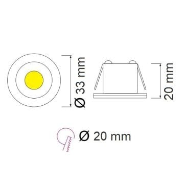 HOROZ 016-003-0001 1 Watt Mat Krom LED Yıldız Spot - Ilık Beyaz (4200K)