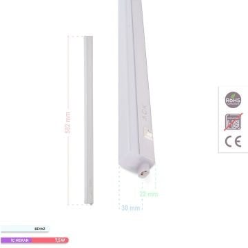 ACK AN10-00730 7.5 Watt 60 cm T5 LED Bant Armatür - Beyaz Işık (6500K)