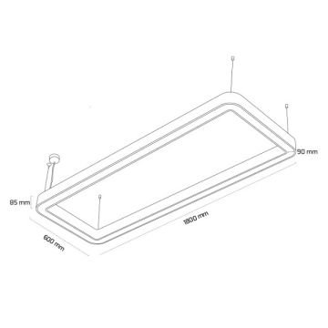 GOYA GY 8118-60x180 Siyah/Beyaz Kasa 112 Watt 60x180 cm Dikdörtgen Halka Sıva Üstü Lineer Armatür