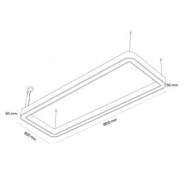 GOYA GY 8118-60x180 Siyah/Beyaz Kasa 112 Watt 60x180 cm Dikdörtgen Halka Lineer Sarkıt Armatür