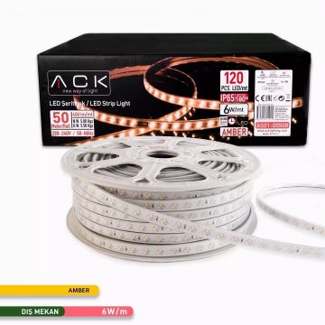 ACK AS01-00508 220 Volt 6 Watt/Metre Amber Dış Mekan Şerit Led [50 Metre)