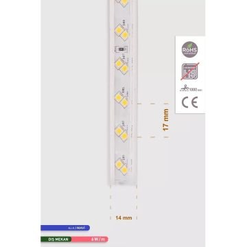 ACK AS01-00506 220 Volt 6 Watt/Metre Mavi Dış Mekan Şerit Led [50 Metre)