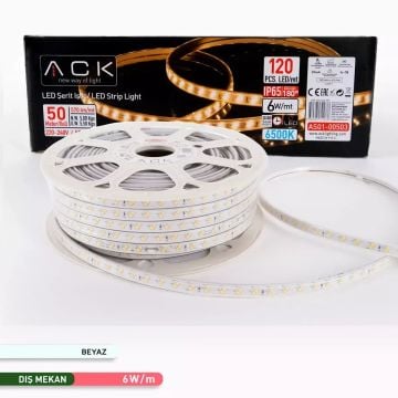 ACK AS01-00503 220 Volt 6 Watt/Metre Beyaz (6500K) Dış Mekan Şerit Led [50 Metre)