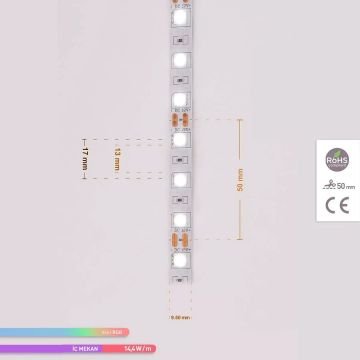 ACK AS01-00309 12 Volt 14.4 Watt/Metre RGB Şerit Led [5 Metre]
