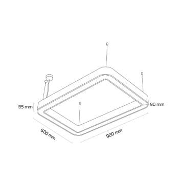 GOYA GY 8118-60x90 Siyah/Beyaz Kasa 68 Watt 60x90 cm Dikdörtgen Halka Lineer Sarkıt Armatür