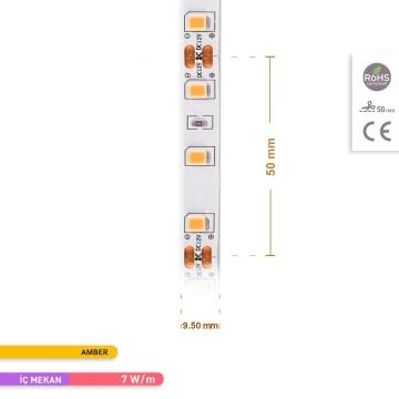 ACK AS01-00807 12 Volt 7 Watt/Metre Amber Şerit Led [5 Metre]